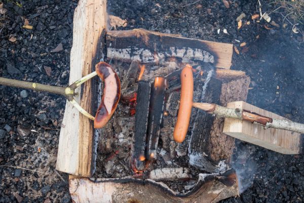 lemn, grătar, Dalby, knivs sen, grilla, hotdogs