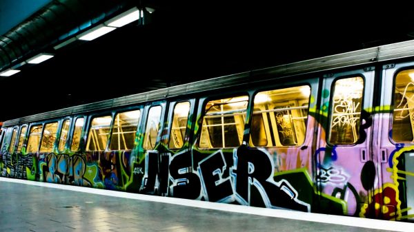 Fahrzeug,Zug,Graffiti,U-Bahn,Transport,Schnelltransit