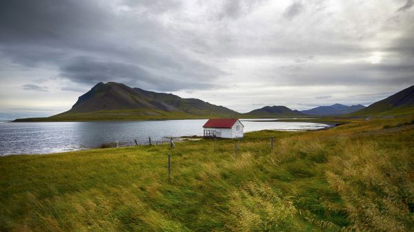 paysage, Montagnes, mer, colline, baie, Lac