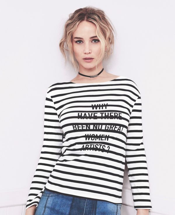 kvinnor,skådespelerska,kändis,kort hår,Jennifer Lawrence,striped tops