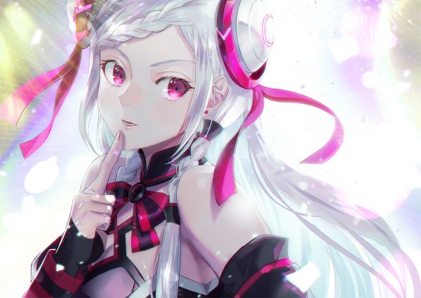 anime,animemeisjes,Sword Art Online Ordinal Scale,Yuna Sword Art Onilne,roze ogen,wit haar