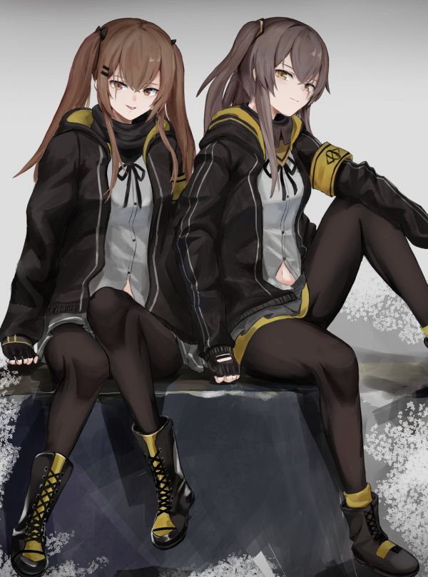 anime,anime games,animeflickor,flickor Frontline,ump45 Girls Frontline,långt hår