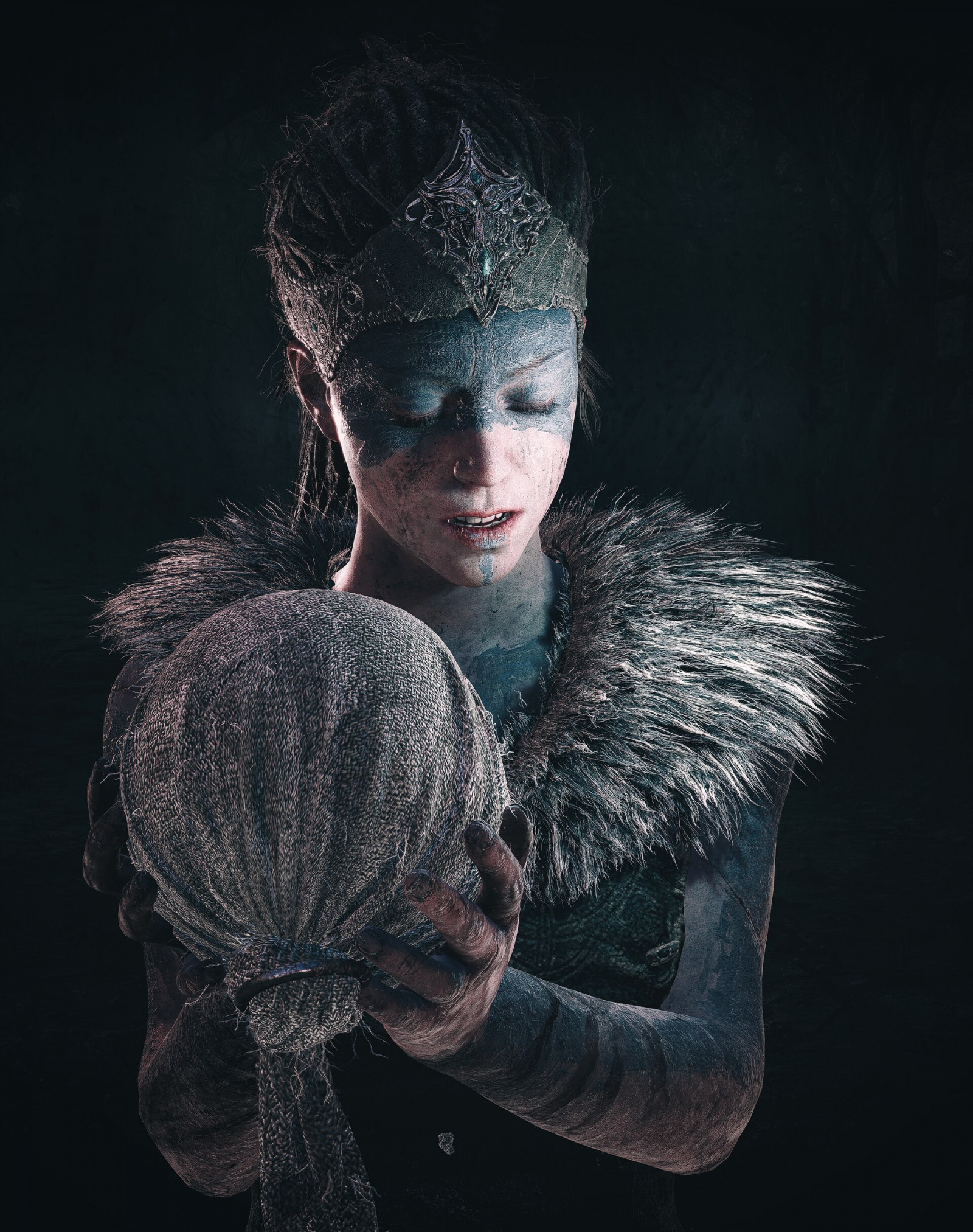 Hellblade Senua's Sacrifice, Senua, ninja theory, face, video games, video game characters, horror, skull