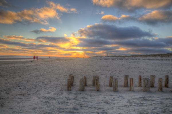 solljus, landskap, solnedgång, vatten, hav, strand