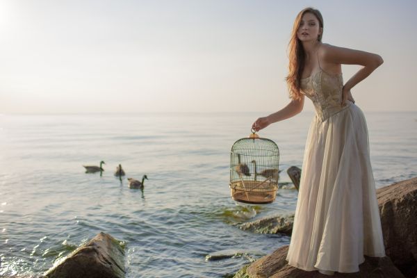 Ontario, Canada, water, lake, birdcage, girl