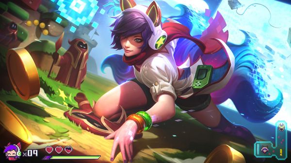 League of Legends,splash screen,pixels,AHRI League of Legends,zuilengang,negen staarten