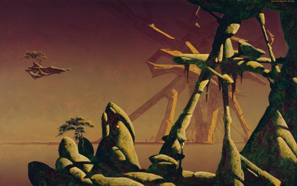 1920x1200 px,Arte fantasía,Roger Dean,Formación rocosa