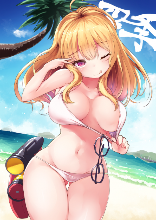 anime girls,cleavage,Shiki Senran Kagura,Senran Kagura,bikini,tongue out