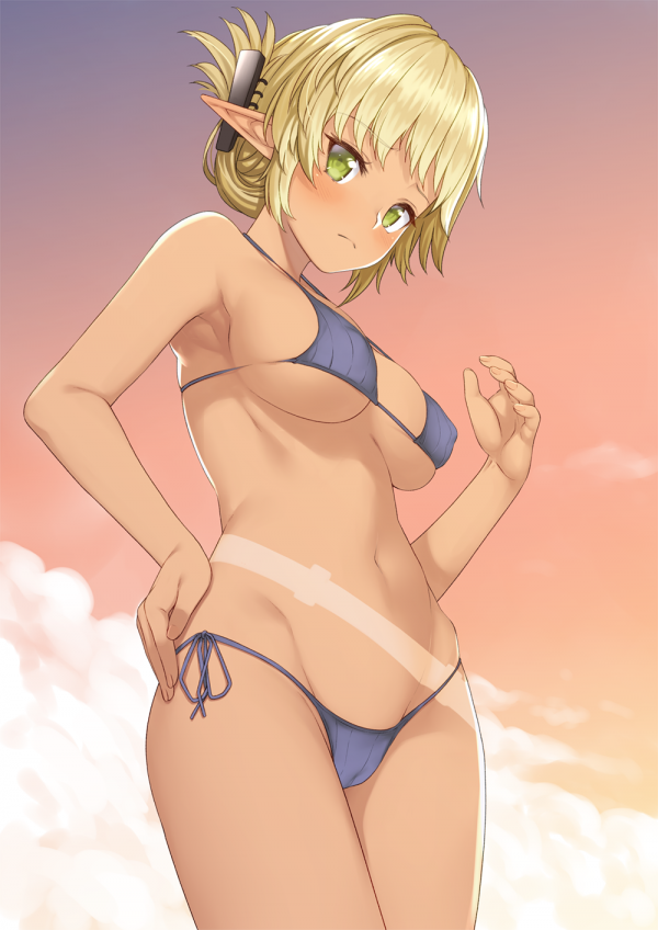 spitze Ohren,Bikini,Spaltung,Originalzeichen,blond,Tan Linien