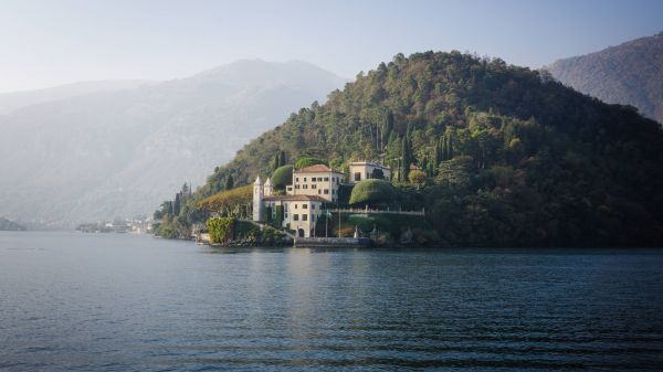 風景,海,イタリア,湾,丘,湖