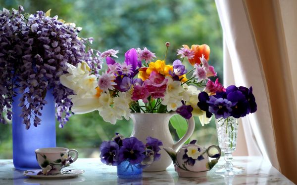 1920x1200 px,color,cup,flowers,bowl,curtains