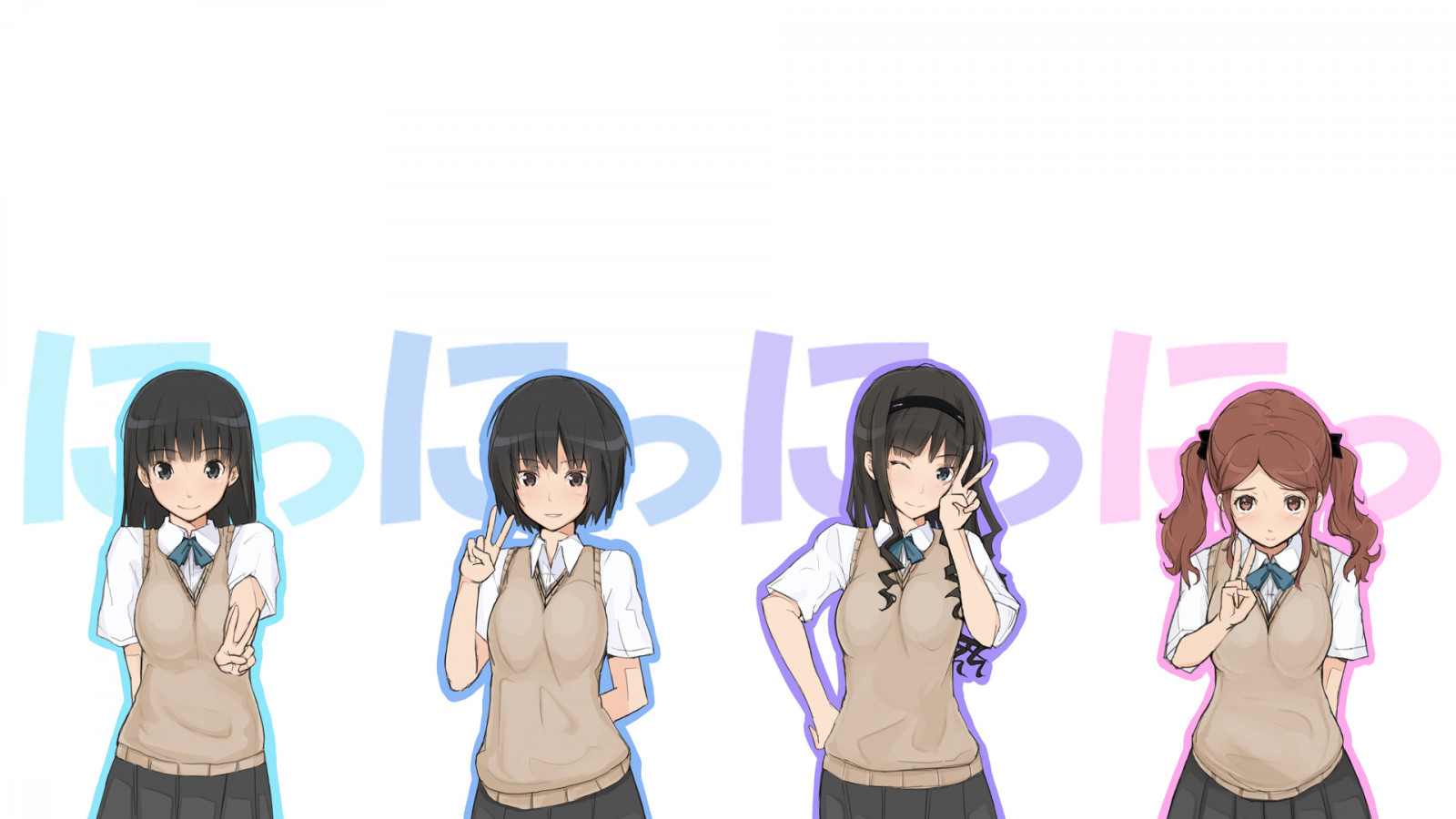 illustratie, anime, animemeisjes, spotprent, merk, kleding, Amagami SS, Nanasaki Ai, Ayatsuji Tsukasa, Morishima Haruka, Nakata Sae, artikel