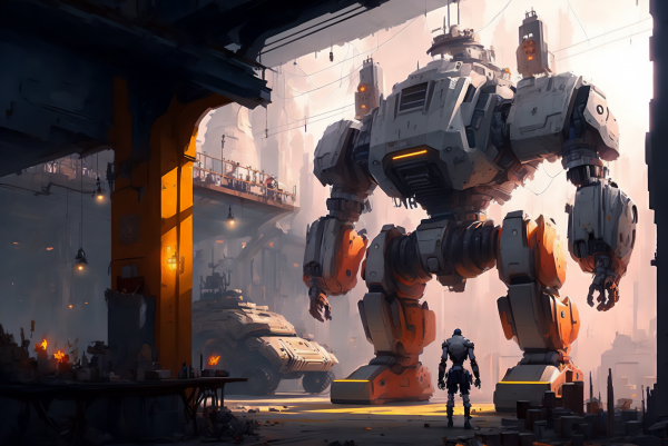 ai art, Roboter, Science-Fiction, Illustration, Mechs, futuristisch