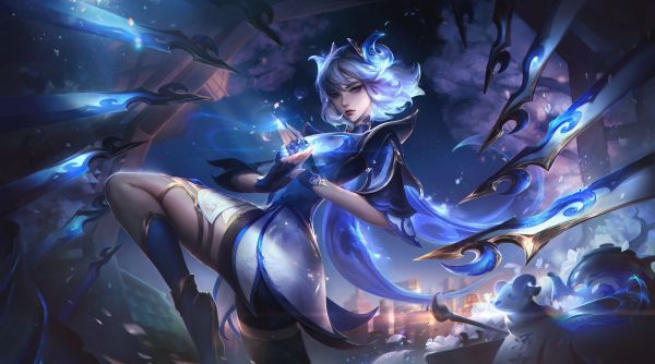 disegno,donne,Alsie Lau,Irelia League of Legends,blu,Fantasy art