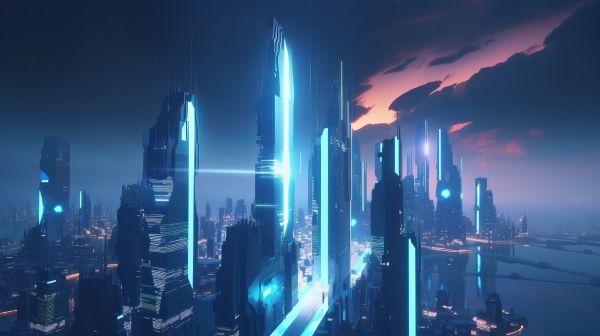 skyline,ai art,by,cyberpunk,science fiction,udlændinge