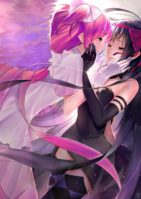 illustration,anime,animeflickor,klänning,Akemi Homura,vingar