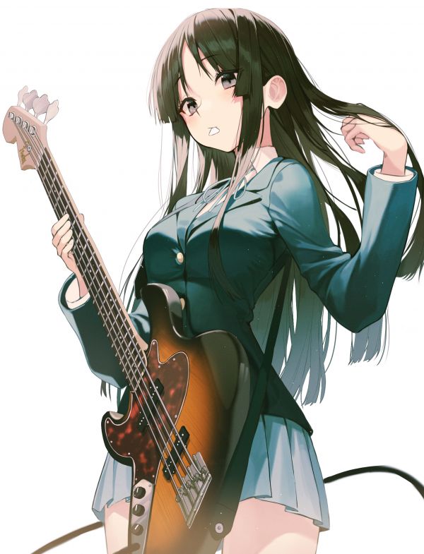 Chicas anime,Guitarras bajas,KON,Grandes tetas,Muslos,uniforme escolar