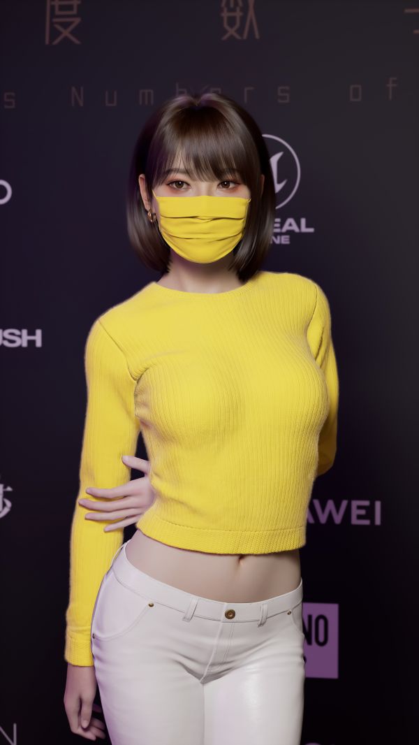 CGI,women,yellow clothing,Da Hai,Asian,brunette