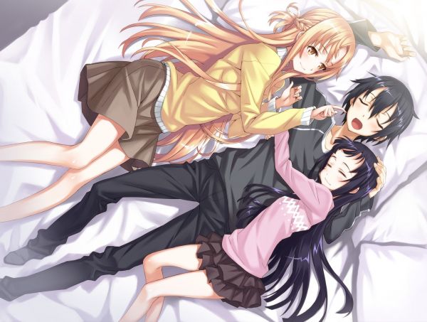 Sword Art Online,Yuuki Asuna,Kirigaya Kazuto,Yui Espada Arte Online