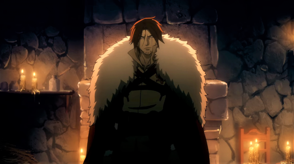 Castlevania anime,Trevor Belmont,белези,fur cape,пожар,Пожарна