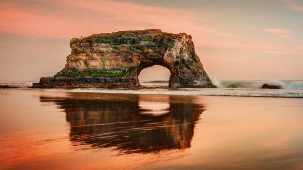 sunset,sea,water,sunlight,bay,rock