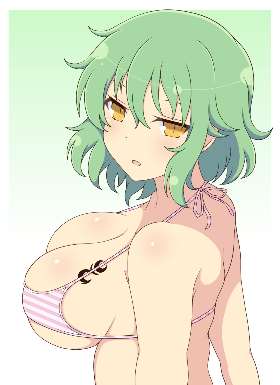 Hikage Senran Kagura, Senran Kagura, Anime Mädchen, Spaltung, grüne Haare, Bikini