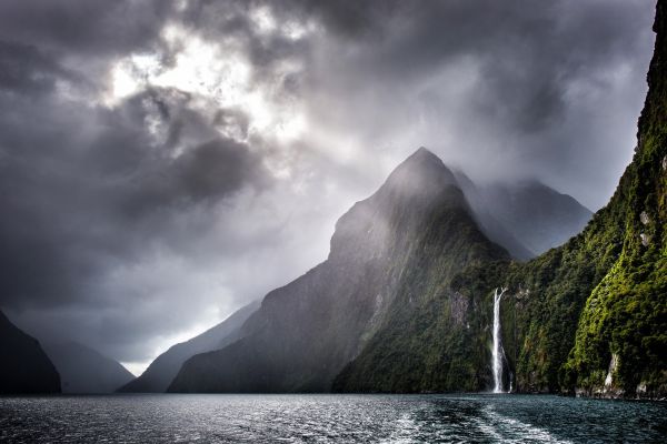 laut,air,air terjun,alam,kabut,fjord