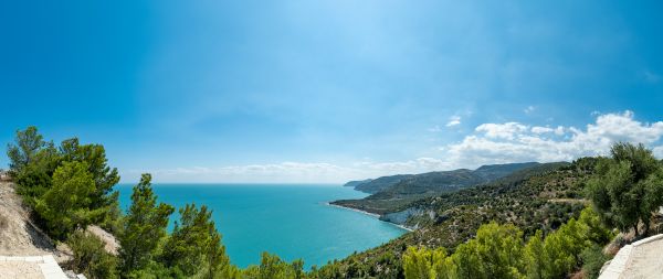 costa,Italia,mar,Colinas,panorama,gran angular