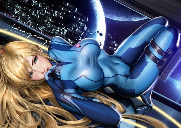 piirustus,naiset,Liang Xing,Samus Aran,Metroid,vaalea