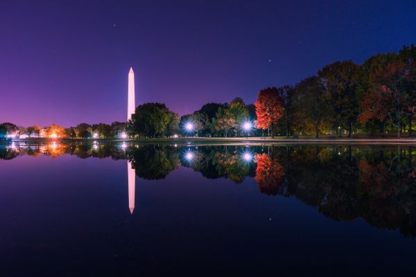 Washington-monumentet,Washington DC,afspejling,vand,natur,Autumn Equinox