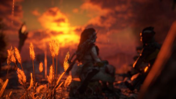 Aloy,Playstation 5,horizon forbidden west,Guerrilla juegos,Horizon Zero Dawn,puesta de sol