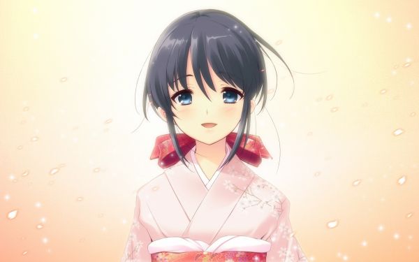 Anime,Mädchen,Augen,warten,Brünette,Kimonos