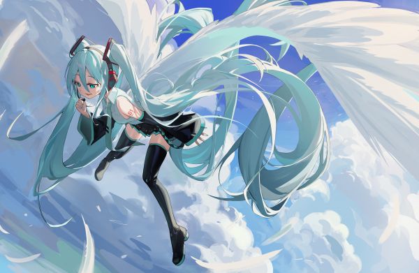 anime girls,capelli lunghi,anime,Hatsune Miku,Vocaloid,twintails