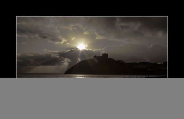 nacht, zonlicht, landschap, zee, heuvel, zand