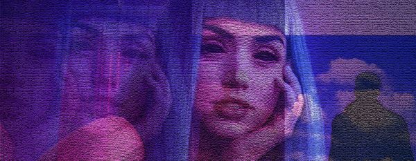 hand on face,blade runner 2049,Ana de Armas,neon,cyber,Beyond Reality