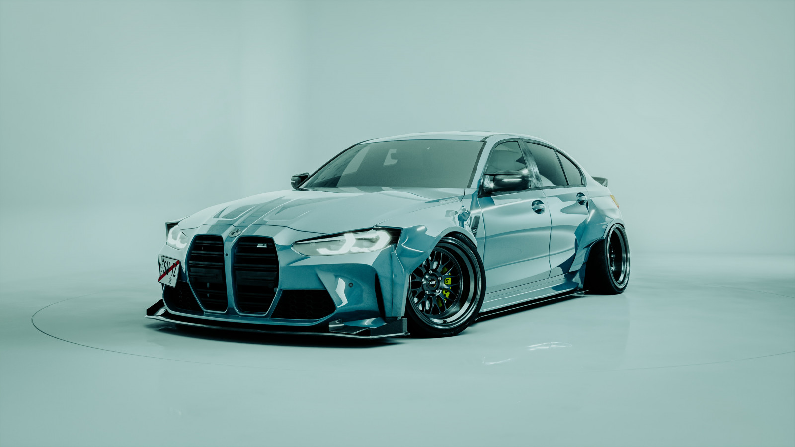 swiz, digital art, artwork, illustration, CGI, vehicle, car, BMW, BMW M3, stance cars, bodykit, Studio, Speedhunters