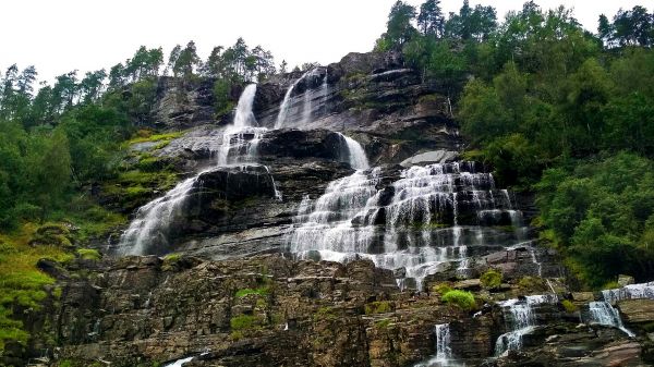 landschap,waterval,water,Noorwegen