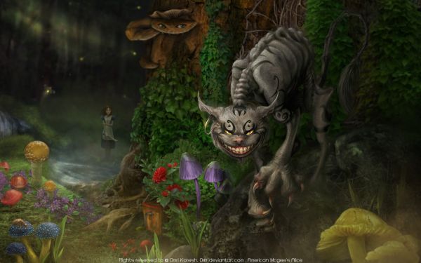 Cheshire Cat,Alice in Wonderland,oerwoud,screenshot,American McGee's Alice,mythologie