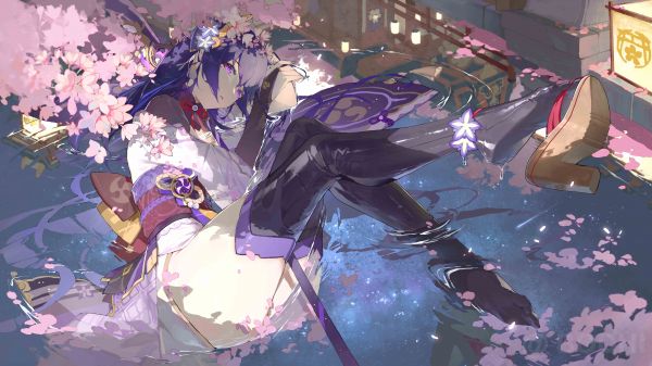 Genshin Impact, artwork, Raiden Shogun Genshin Impact, anime, anime girls, purple hair