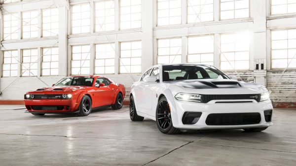 Dodge Charger Hellcat,voiture,véhicule,Voitures musculaires,hangar,Voitures blanches