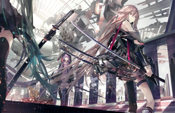 anime,animeflickor,Vocaloid,Hatsune Miku,manga,katana