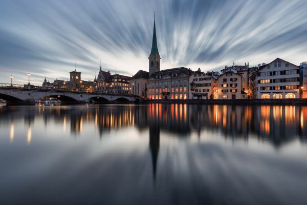 Evropa,fotografování,Zurich,Švýcarsko,dlouhé expozice,město