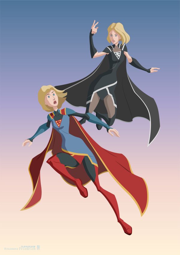 Bombázó, superheroines, Flatdesign, Kara Zor El