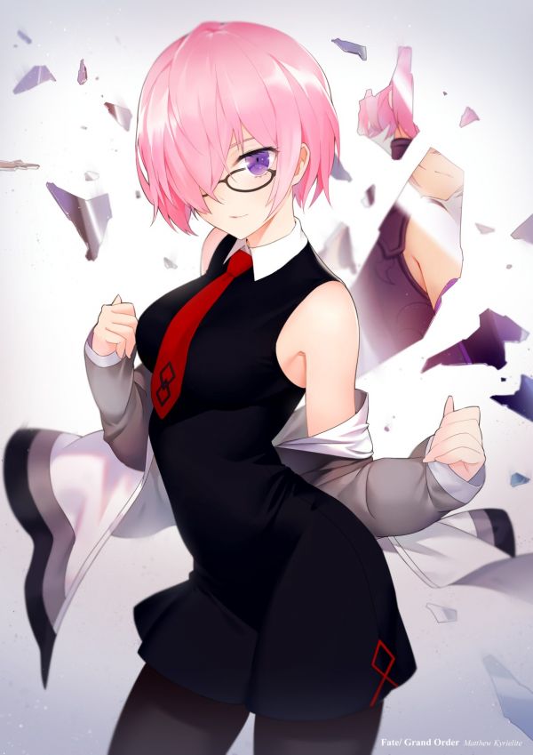 illustration,anime,anime girls,short hair,glasses,dress