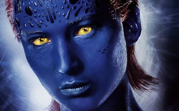 blå, ansigt, illustration, Jennifer Lawrence, Mystique, hoved