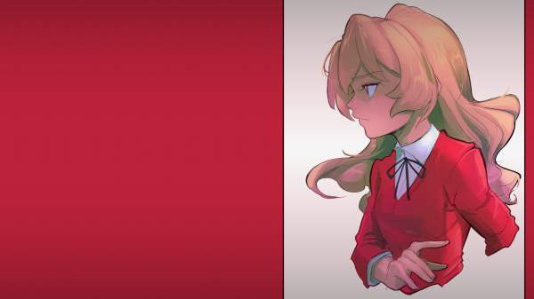 toradora,Aisaka Taiga,blond,looking sideways,red jackets,vit skjorta