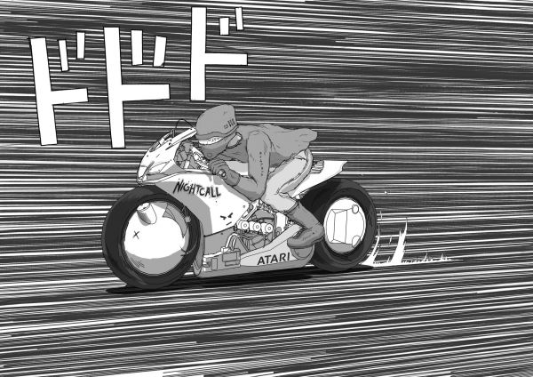 subclass s,biker,motocykel,Monochrome,anime,speedforce