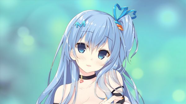 capelli blu,occhi blu,capelli lunghi,anime,anime girls,blu