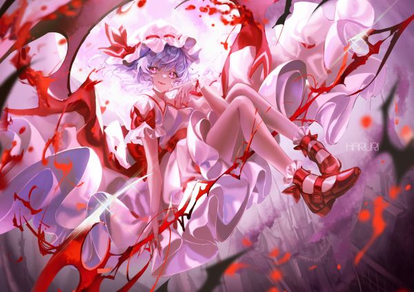 anime,anime girls,Remilia Scarlet,Touhou,short hair,dress