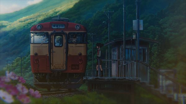 anime,pemandangan,Kimi no Na Wa,namamu,Stasiun kereta,melatih